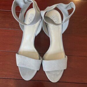 Vince Camuto Jacon Shoes Block Heels Ankle Strap Sandals Dusty Gray Womens 7.5M